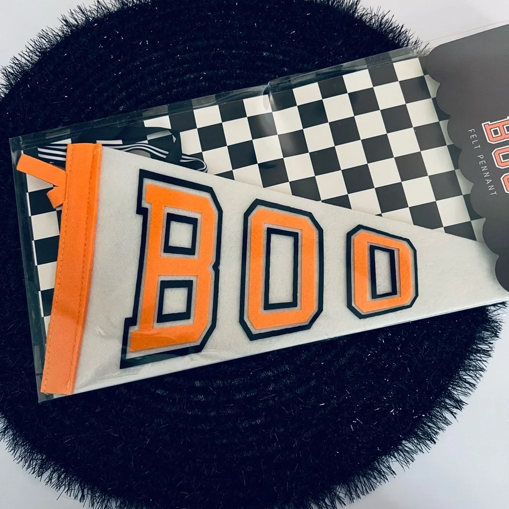 Halloween Boo Felt Pennant Orange and Black - Picture 12 of 12